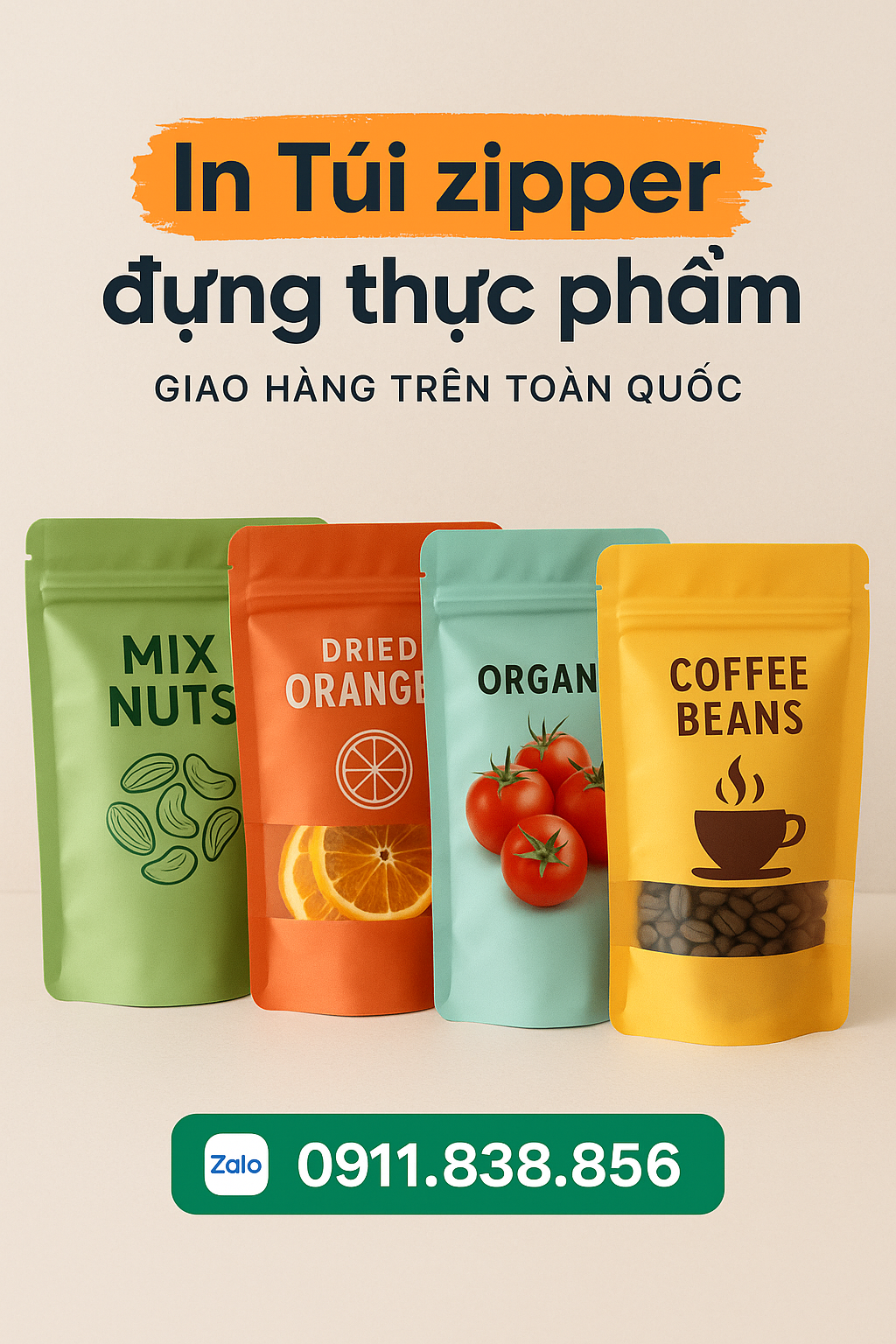 In túi zipper đựng thực phẩm – Tăng cường thương hiệu cho shop của bạn 1 in ấn chất lượng cao