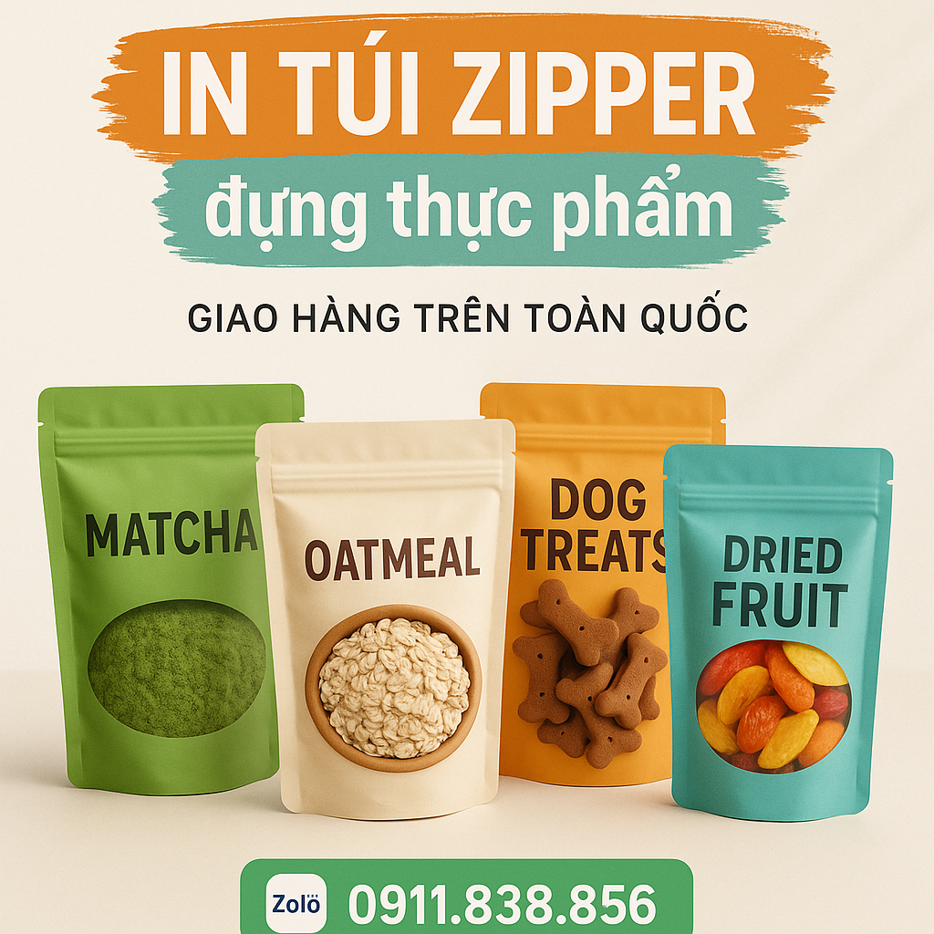 In túi zipper đựng thực phẩm – Tăng giá trị thương hiệu cho sản phẩm của bạn 1 in ấn chất lượng cao