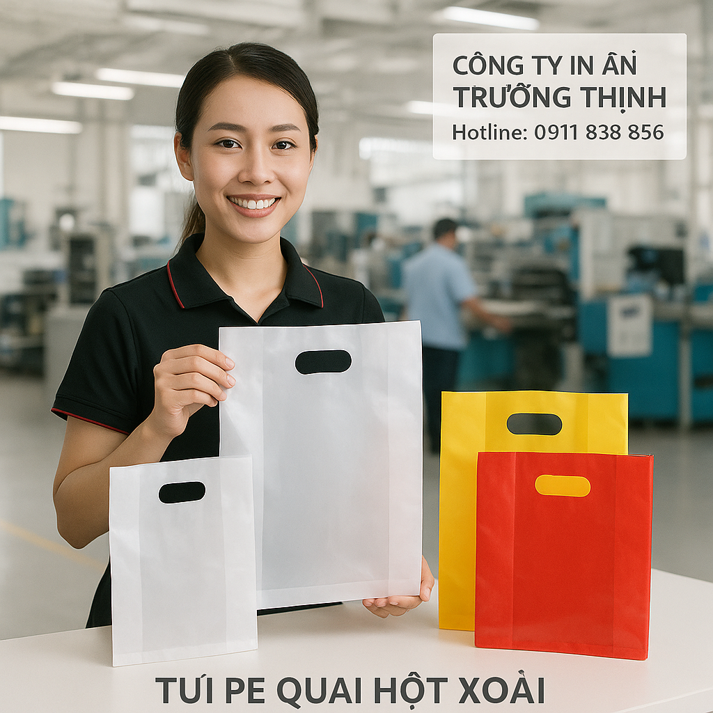 in Túi PE quai hột xoài - Công ty In Ấn Trường Thịnh