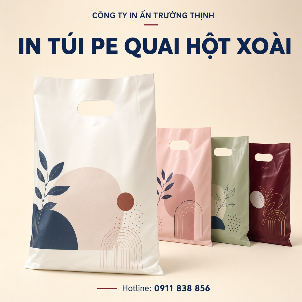 in Túi PE quai hột xoài - Công ty In Ấn Trường Thịnh