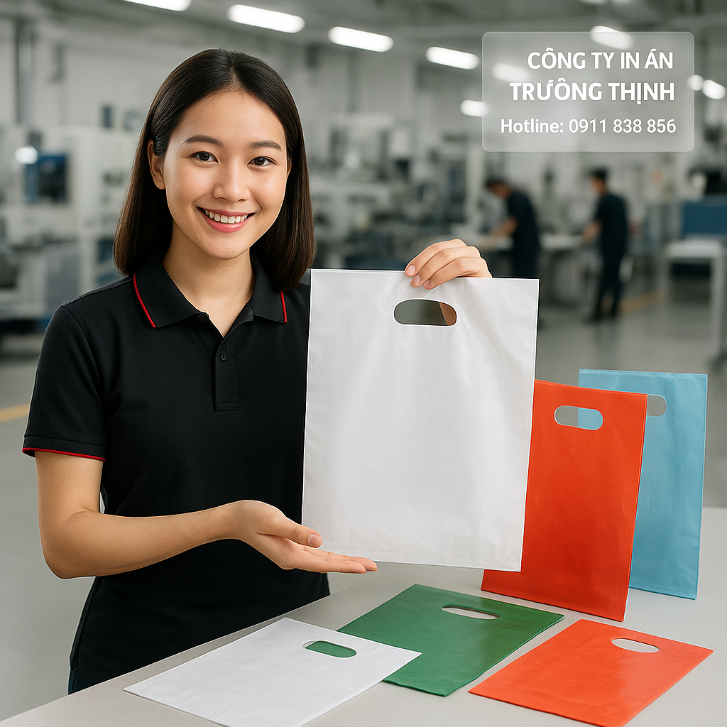 in Túi PE quai hột xoài - Công ty In Ấn Trường Thịnh