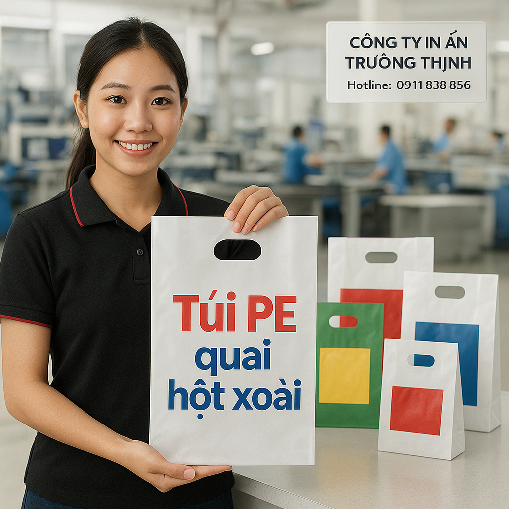in Túi PE quai hột xoài - Công ty In Ấn Trường Thịnh