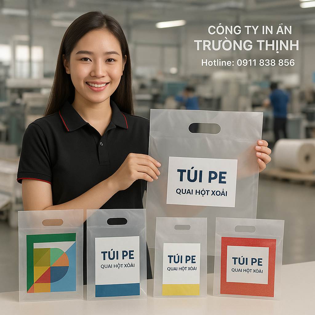 in Túi PE quai hột xoài - Công ty In Ấn Trường Thịnh